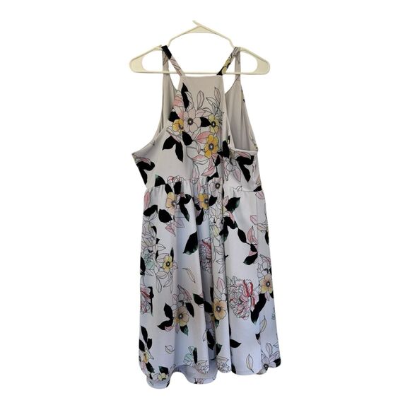 Torrid White Floral Textured Lined Knit High Neck Skater Dress Women's Size 2 - Picture 5 of 9